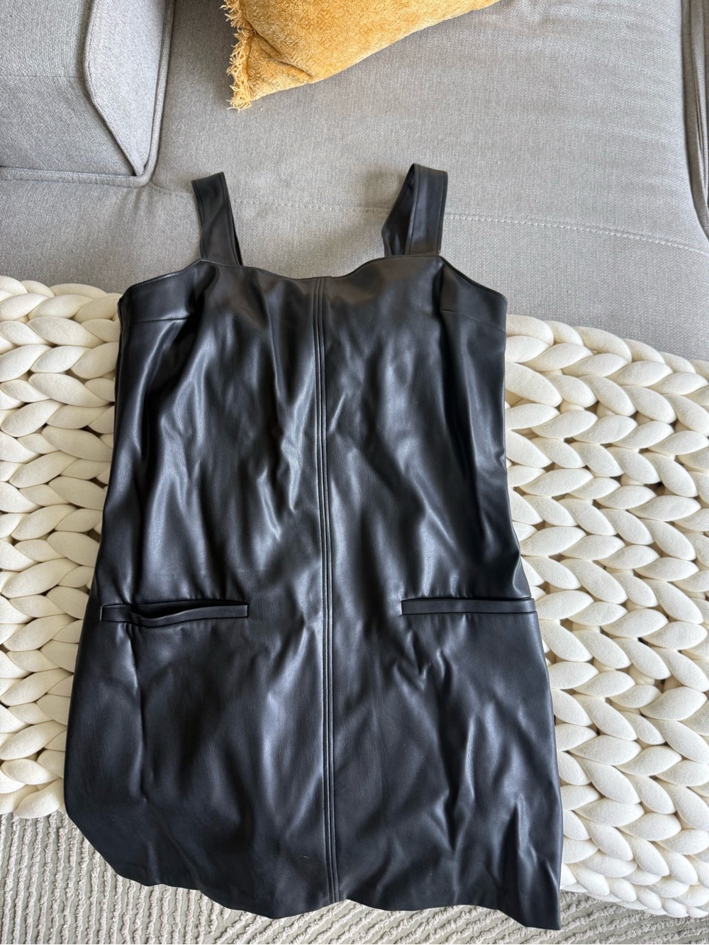 Abercrombie black Faux Leather Sleeveless two pocket Mini Dress